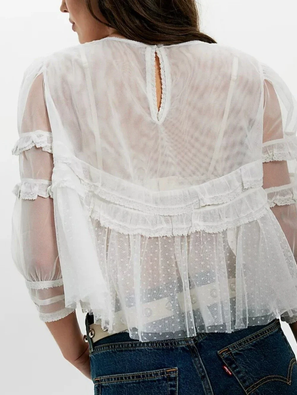Free People Mesh Fabric Blouse - Picture 2 of 6